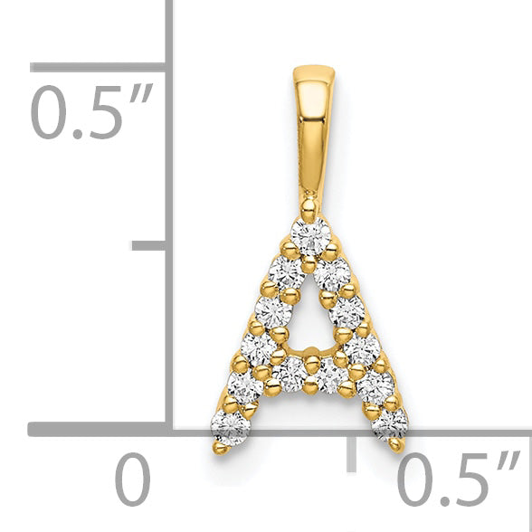 14k 1/8 carat Lab Grown Diamond VS/SI+ G+ Complete Letter A Initial Pendant