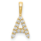 14k 1/8 carat Lab Grown Diamond VS/SI+ G+ Complete Letter A Initial Pendant