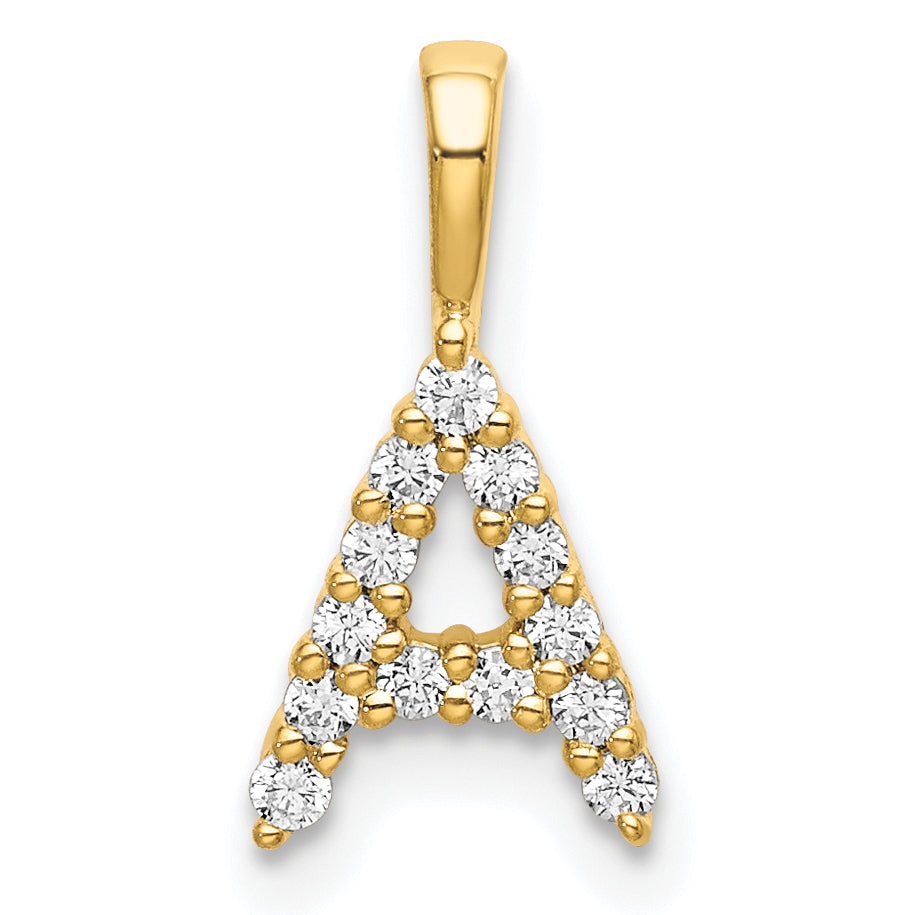 14k 1/8 carat Lab Grown Diamond VS/SI+ G+ Complete Letter A Initial Pendant