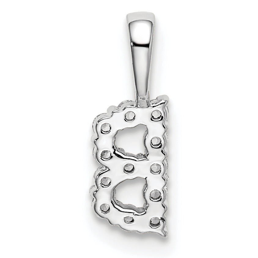 14k White Gold 1/8 carat Lab Grown Diamond VS/SI+ G+ Complete Letter B Intitial Pendant