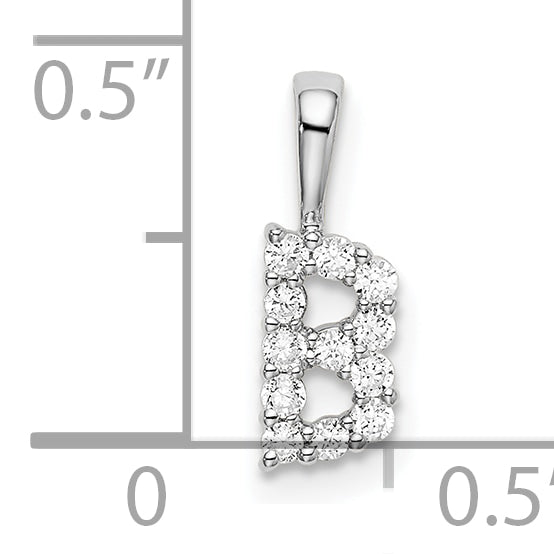14k White Gold 1/8 carat Lab Grown Diamond VS/SI+ G+ Complete Letter B Intitial Pendant