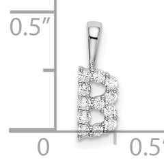 14k White Gold 1/8 carat Lab Grown Diamond VS/SI+ G+ Complete Letter B Intitial Pendant