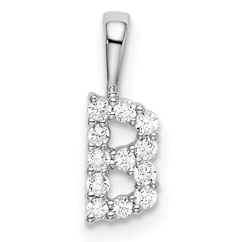14k White Gold 1/8 carat Lab Grown Diamond VS/SI+ G+ Complete Letter B Intitial Pendant