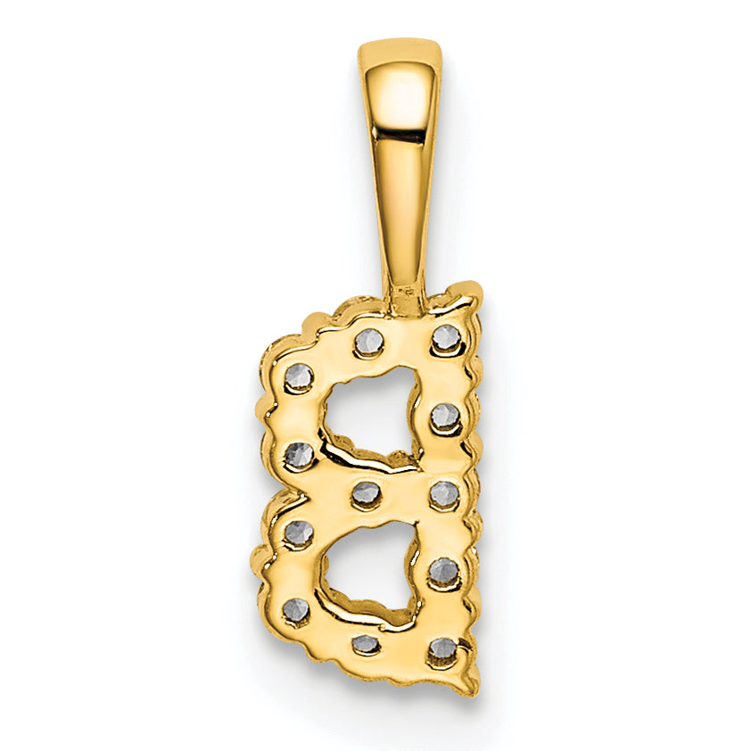 14k 1/8 carat Lab Grown Diamond VS/SI+ G+ Complete Letter B Intitial Pendant