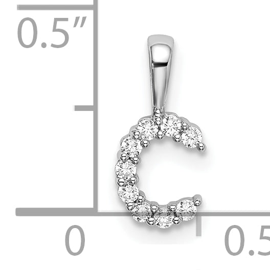 14k White Gold 1/10 carat Lab Grown Diamond VS/SI+ G+ Complete Letter C Initial Pendant