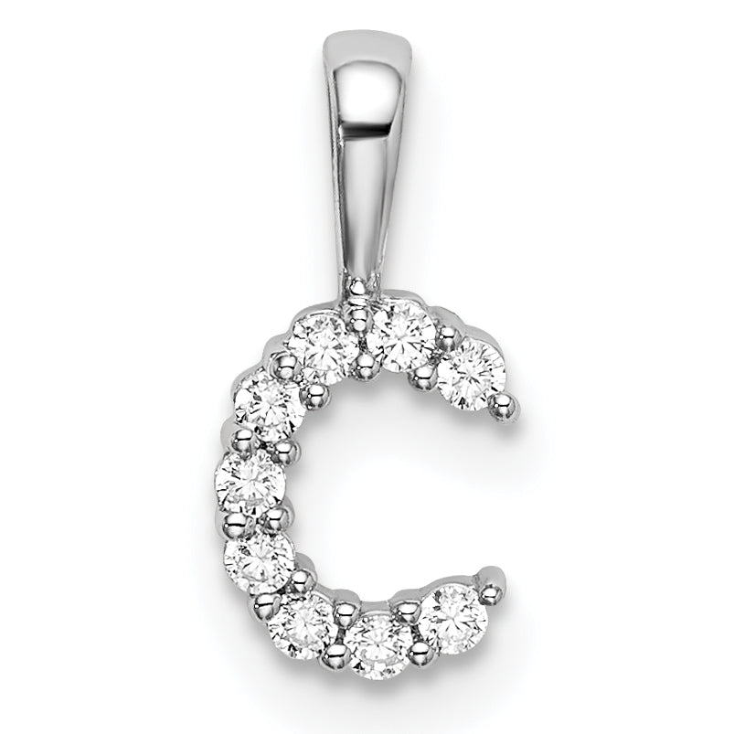 14k White Gold 1/10 carat Lab Grown Diamond VS/SI+ G+ Complete Letter C Initial Pendant Main image