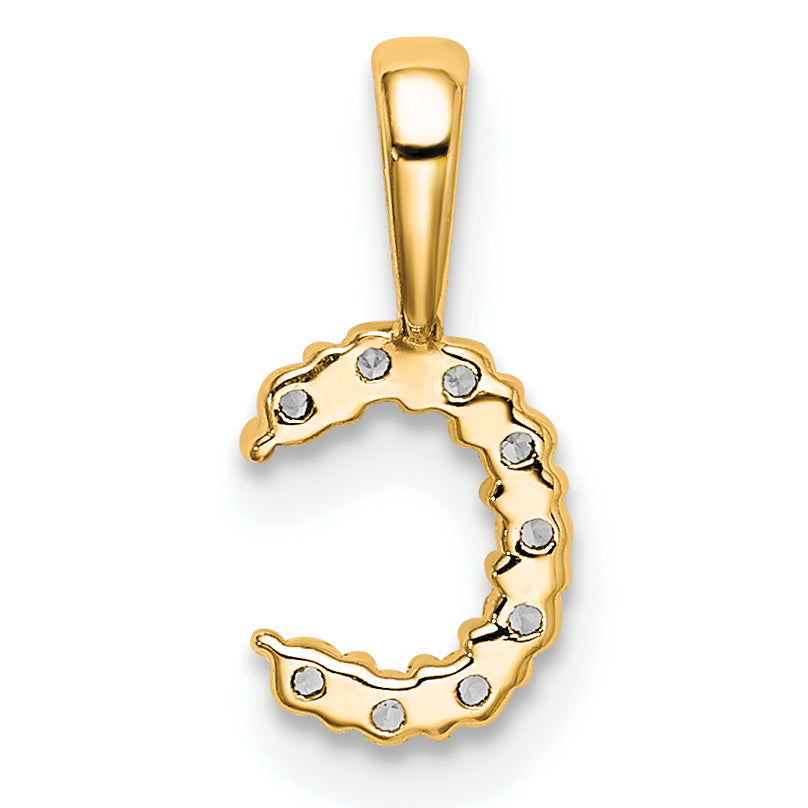 14k 1/10 carat Lab Grown Diamond VS/SI+ G+ Complete Letter C Initial Pendant