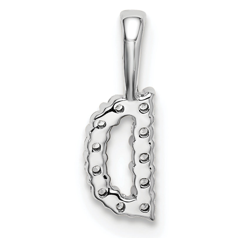 14k White Gold 1/10 carat Lab Grown Diamond VS/SI+ G+ Complete Letter D Initial Pendant