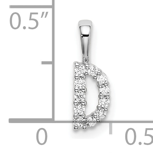 14k White Gold 1/10 carat Lab Grown Diamond VS/SI+ G+ Complete Letter D Initial Pendant