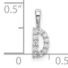 14k White Gold 1/10 carat Lab Grown Diamond VS/SI+ G+ Complete Letter D Initial Pendant