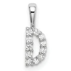14k White Gold 1/10 carat Lab Grown Diamond VS/SI+ G+ Complete Letter D Initial Pendant