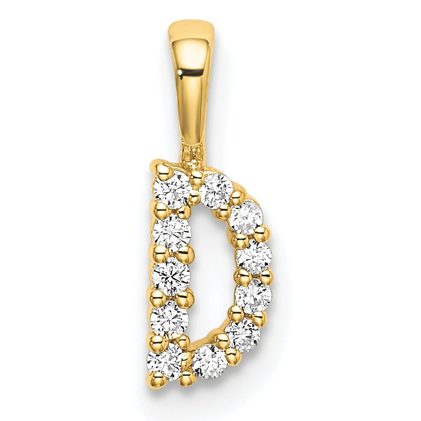 14k 1/10 carat Lab Grown Diamond VS/SI+ G+ Complete Letter D Initial Pendant