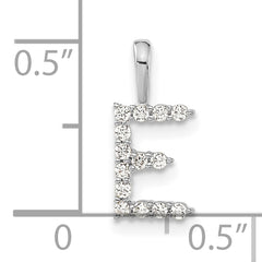 14k White Gold 1/8 carat Lab Grown Diamond VS/SI+ G+ Complete Letter E Initial Pendant