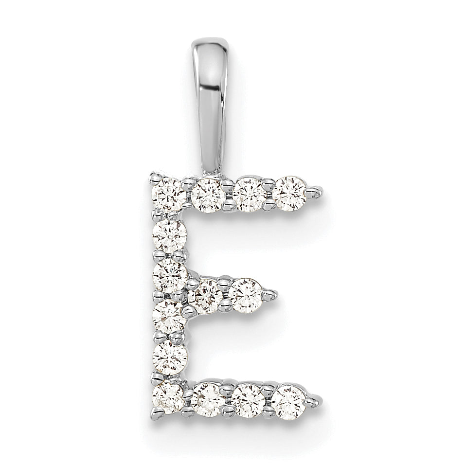 14k White Gold 1/8 carat Lab Grown Diamond VS/SI+ G+ Complete Letter E Initial Pendant Main image