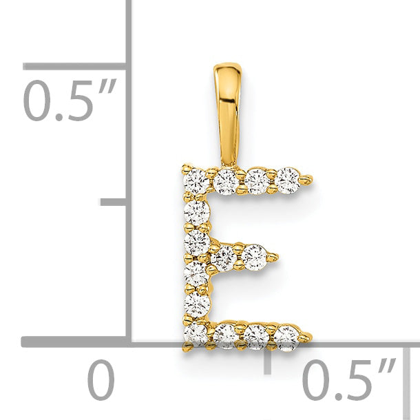 14k 1/8 carat Lab Grown Diamond VS/SI+ G+ Complete Letter E Initial Pendant