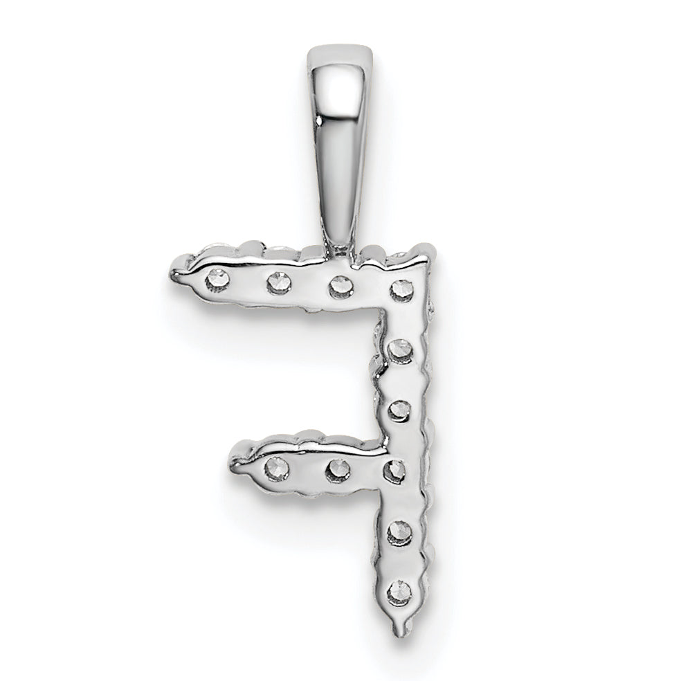 14k White Gold 1/8 carat Lab Grown Diamond VS/SI+ G+ Complete Letter F Initial Pendant