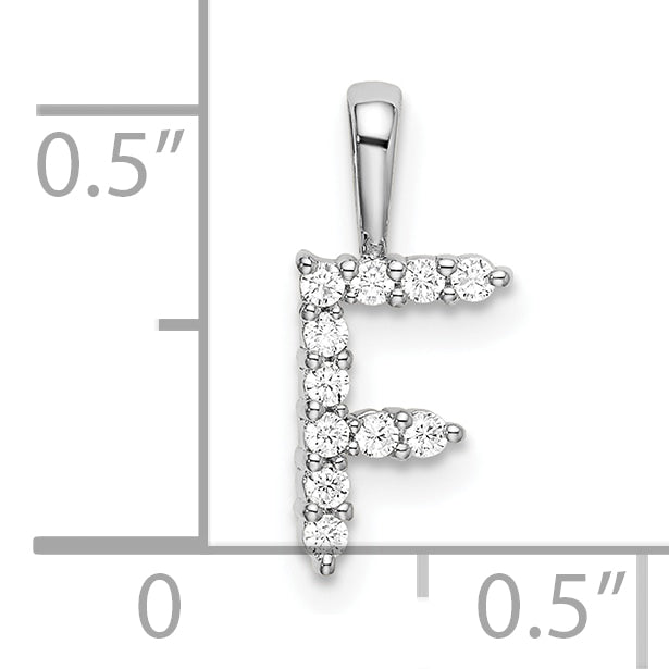 14k White Gold 1/8 carat Lab Grown Diamond VS/SI+ G+ Complete Letter F Initial Pendant