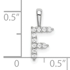 14k White Gold 1/8 carat Lab Grown Diamond VS/SI+ G+ Complete Letter F Initial Pendant