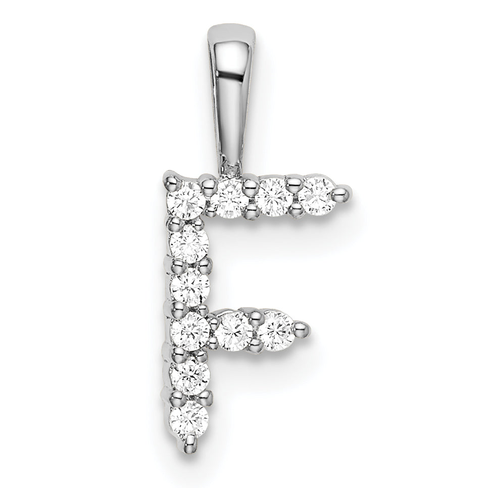 14k White Gold 1/8 carat Lab Grown Diamond VS/SI+ G+ Complete Letter F Initial Pendant Main image