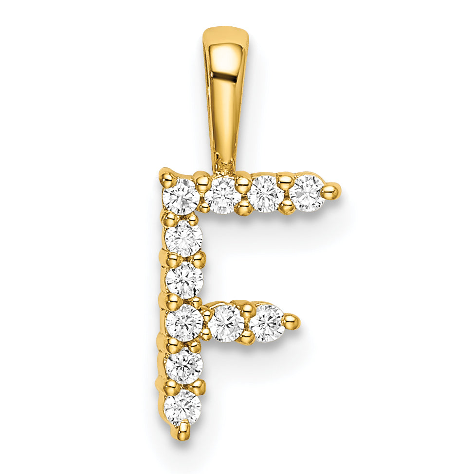 14k 1/8 carat Lab Grown Diamond VS/SI+ G+ Complete Letter F Initial Pendant Main image