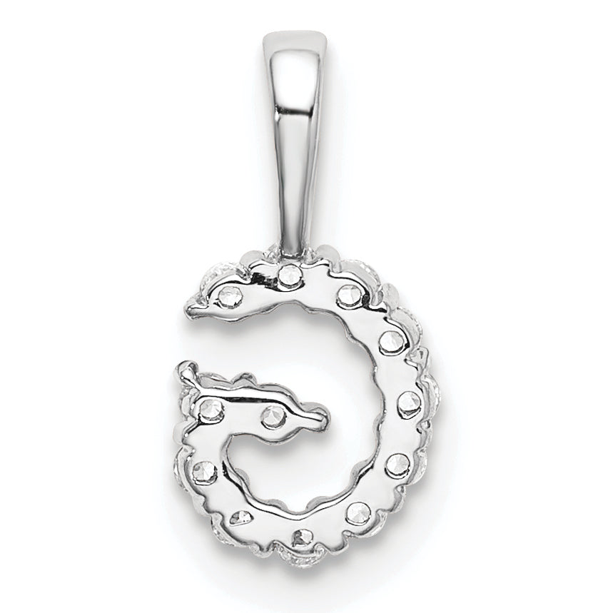 14k White Gold 1/8 carat Lab Grown Diamond VS/SI+ G+ Complete Letter G Intitial Pendant