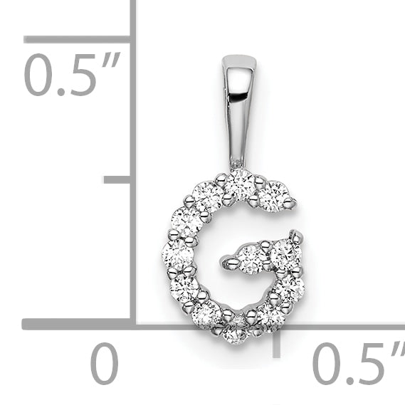 14k White Gold 1/8 carat Lab Grown Diamond VS/SI+ G+ Complete Letter G Intitial Pendant
