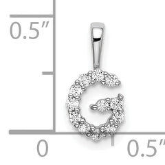 14k White Gold 1/8 carat Lab Grown Diamond VS/SI+ G+ Complete Letter G Intitial Pendant