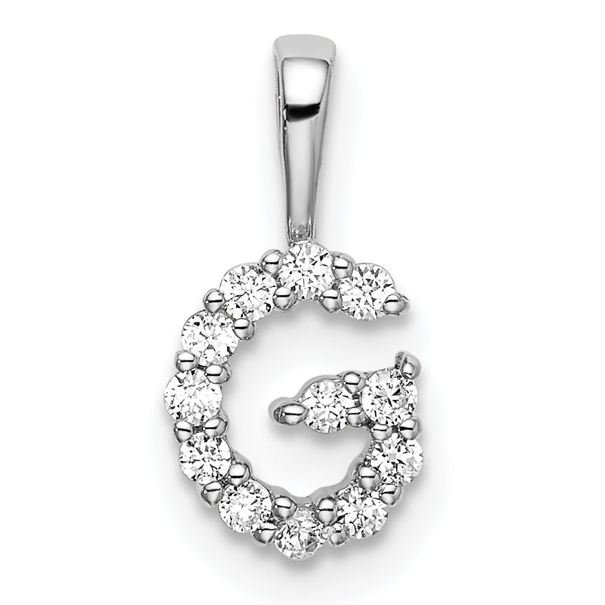 14k White Gold 1/8 carat Lab Grown Diamond VS/SI+ G+ Complete Letter G Intitial Pendant Main image