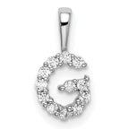 14k White Gold 1/8 carat Lab Grown Diamond VS/SI+ G+ Complete Letter G Intitial Pendant