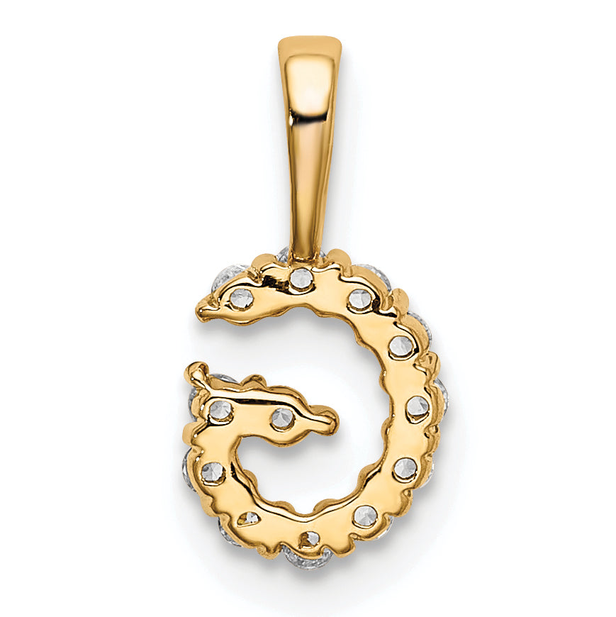 14k 1/8 carat Lab Grown Diamond VS/SI+ G+ Complete Letter G Intitial Pendant