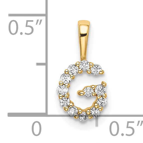 14k 1/8 carat Lab Grown Diamond VS/SI+ G+ Complete Letter G Intitial Pendant