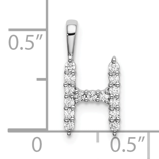 14k White Gold 1/6 carat Lab Grown Diamond VS/SI+ G+ Complete Letter H Initial Pendant