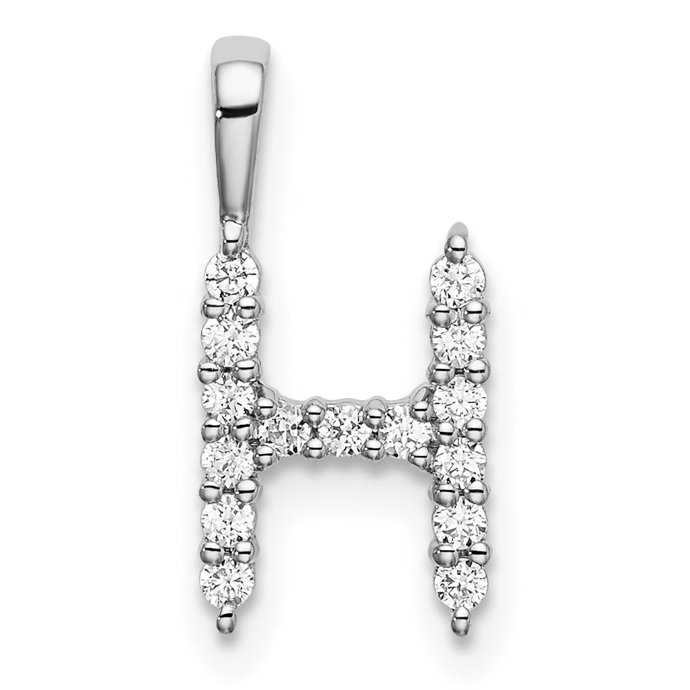 14k White Gold 1/6 carat Lab Grown Diamond VS/SI+ G+ Complete Letter H Initial Pendant Main image