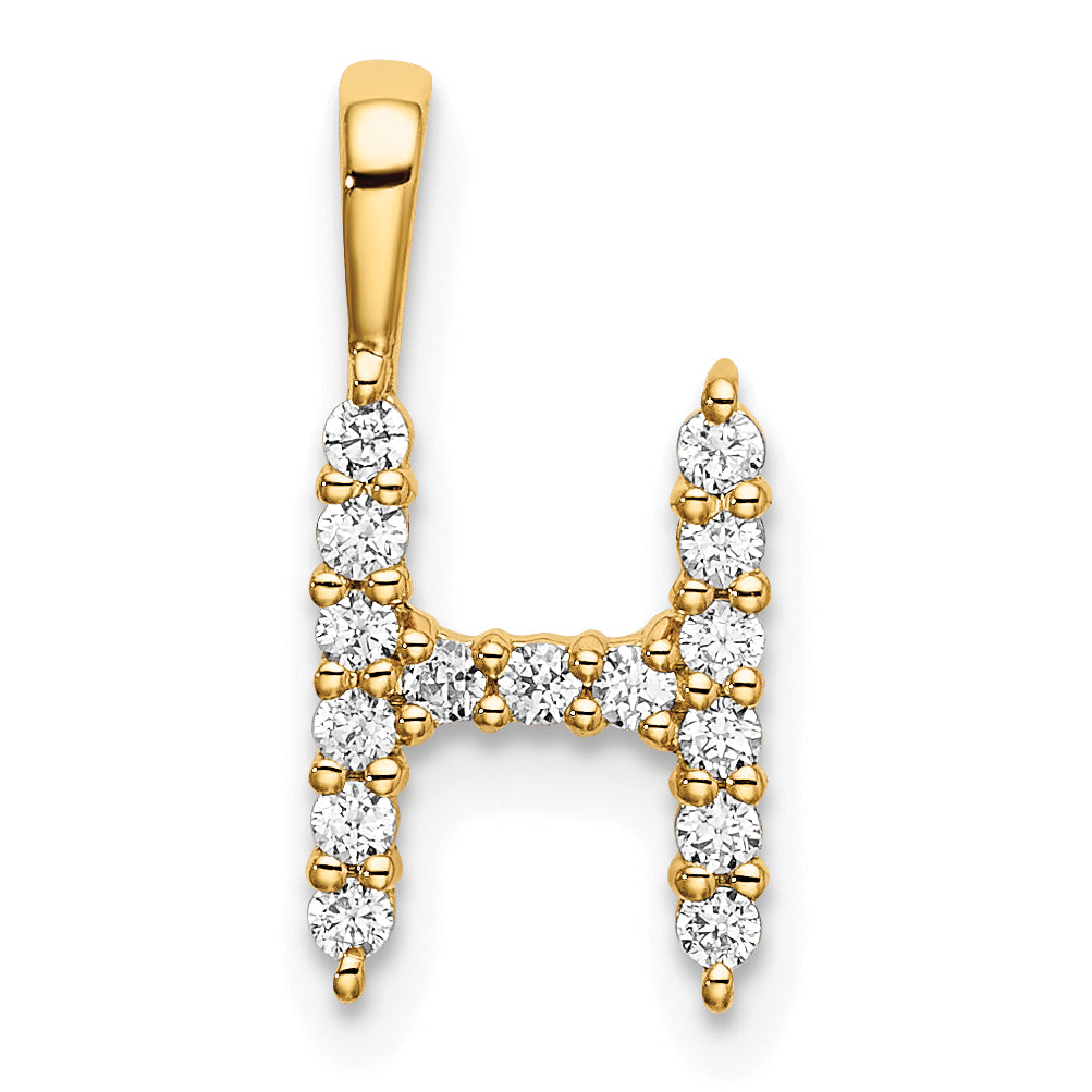 14k 1/6 carat Lab Grown Diamond VS/SI+ G+ Complete Letter H Initial Pendant