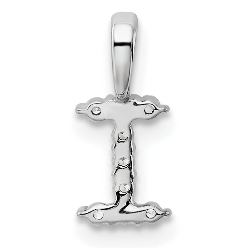 14k White Gold 1/10 carat Lab Grown Diamond VS/SI+ G+ Complete Letter I Initial Pendant