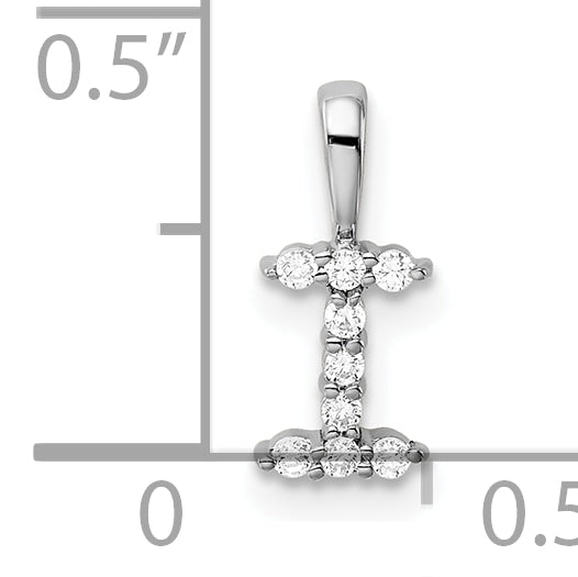 14k White Gold 1/10 carat Lab Grown Diamond VS/SI+ G+ Complete Letter I Initial Pendant