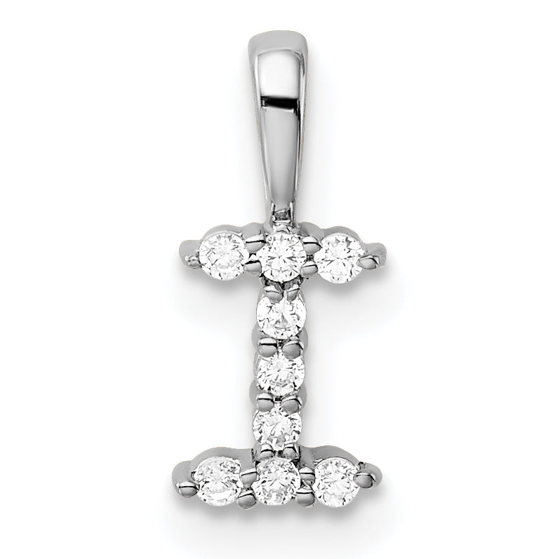 14k White Gold 1/10 carat Lab Grown Diamond VS/SI+ G+ Complete Letter I Initial Pendant Main image