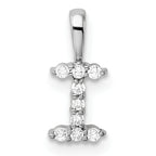 14k White Gold 1/10 carat Lab Grown Diamond VS/SI+ G+ Complete Letter I Initial Pendant
