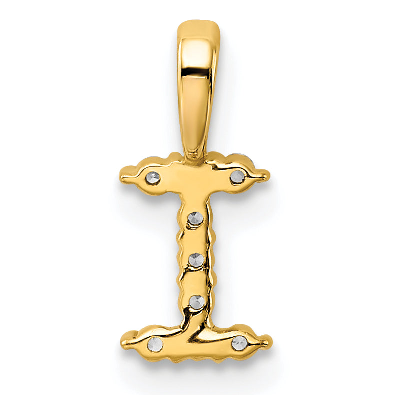 14k 1/10 carat Lab Grown Diamond VS/SI+ G+ Complete Letter I Initial Pendant