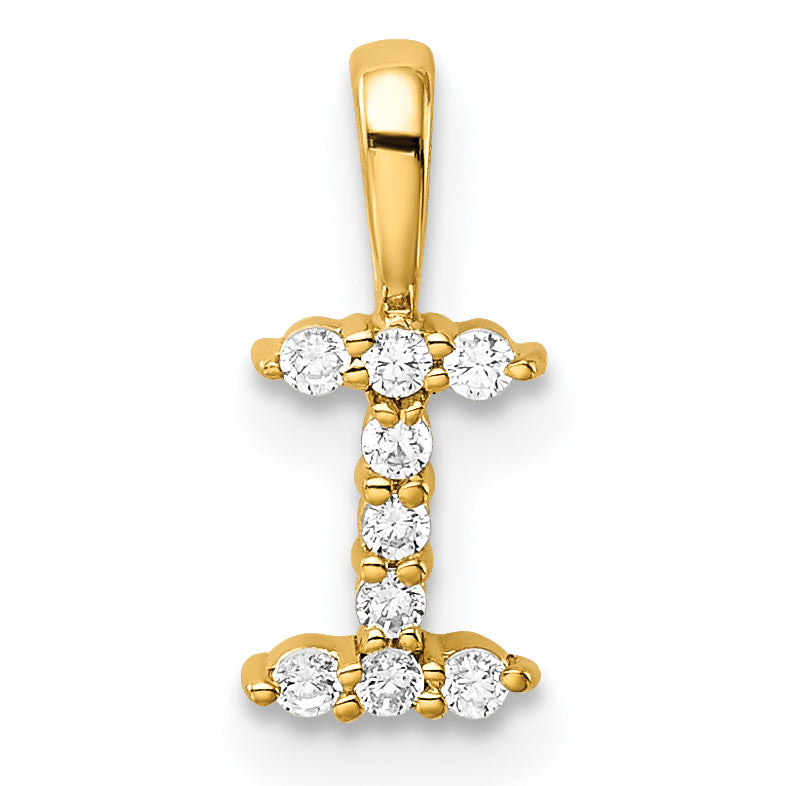 14k 1/10 carat Lab Grown Diamond VS/SI+ G+ Complete Letter I Initial Pendant Main image