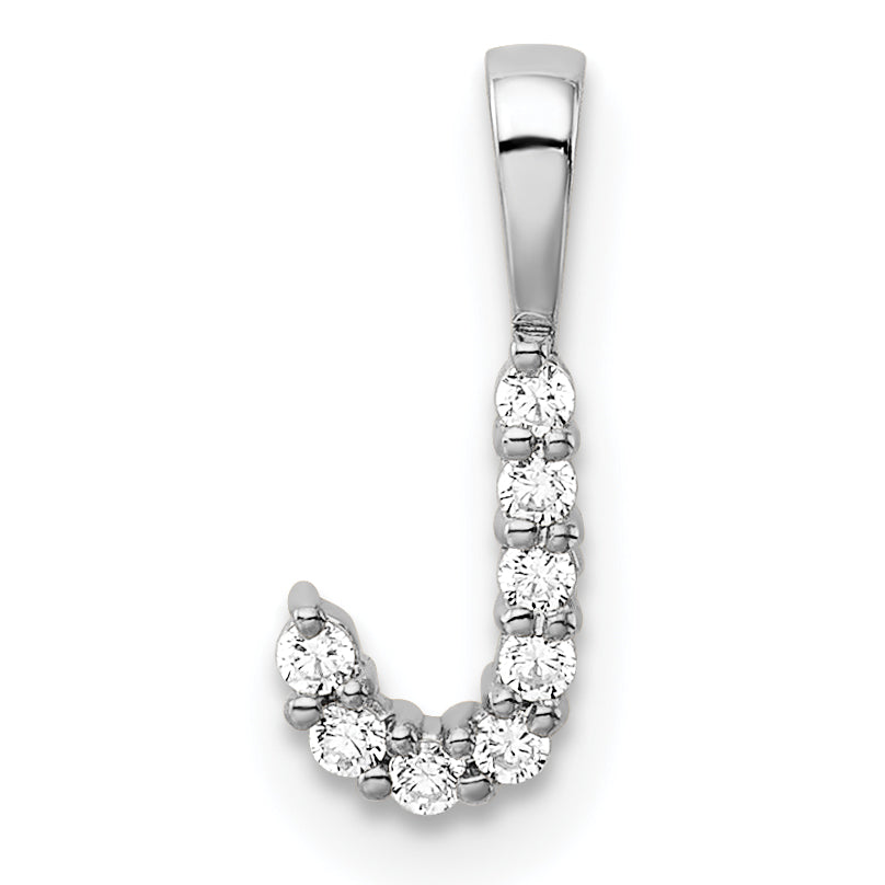14k White Gold 1/10 carat Lab Grown Diamond VS/SI+ G+ Complete Letter J Initial Pendant Main image