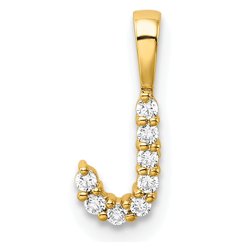 14k 1/10 carat Lab Grown Diamond VS/SI+ G+ Complete Letter J Initial Pendant