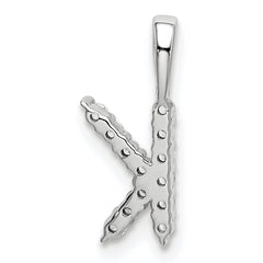 14k White Gold 1/8 carat Lab Grown Diamond VS/SI+ G+ Complete Letter K Initial Pendant