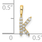 14k 1/8 carat Lab Grown Diamond VS/SI+ G+ Complete Letter K Initial Pendant
