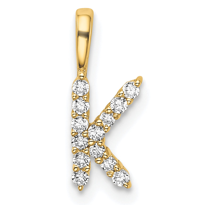 14k 1/8 carat Lab Grown Diamond VS/SI+ G+ Complete Letter K Initial Pendant Main image