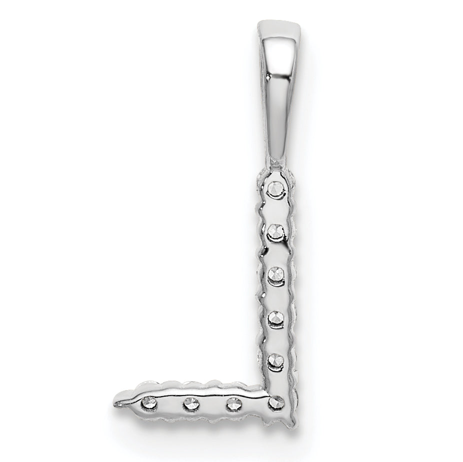 14k White Gold 1/10 carat Lab Grown Diamond VS/SI+ G+ Complete Letter L Initial Pendant