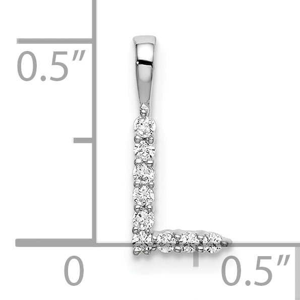 14k White Gold 1/10 carat Lab Grown Diamond VS/SI+ G+ Complete Letter L Initial Pendant