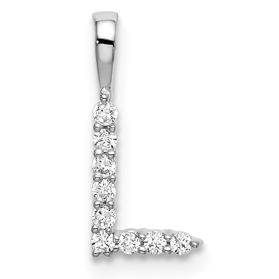 14k White Gold 1/10 carat Lab Grown Diamond VS/SI+ G+ Complete Letter L Initial Pendant
