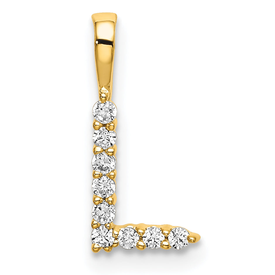 14k 1/10 carat Lab Grown Diamond VS/SI+ G+ Complete Letter L Initial Pendant