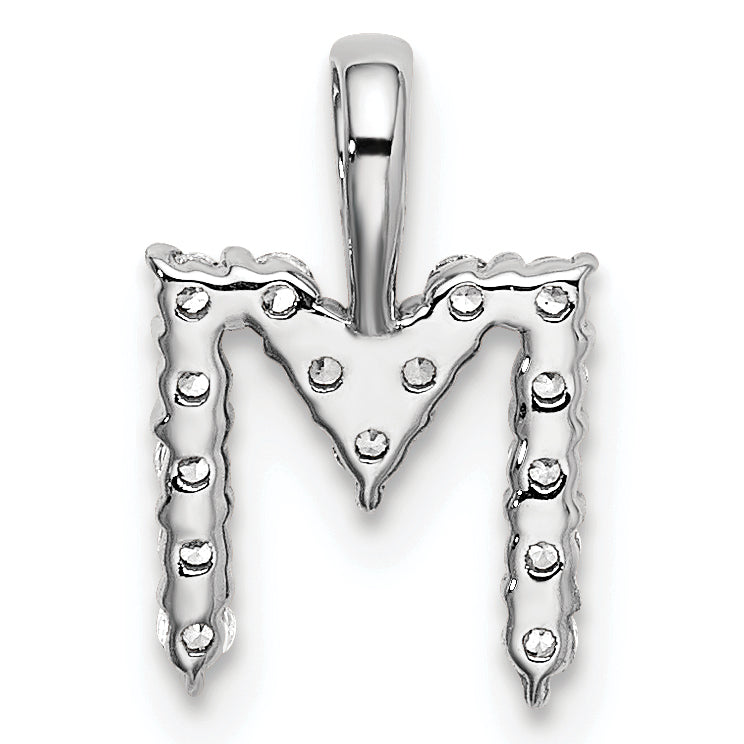 14k White Gold 1/6 carat Lab Grown Diamond VS/SI+ G+ Complete Letter M Initial Pendant